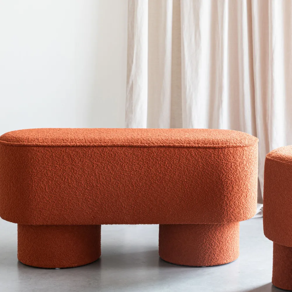 No name MARCOS Banc arrondi en tissu bouclette L93cm