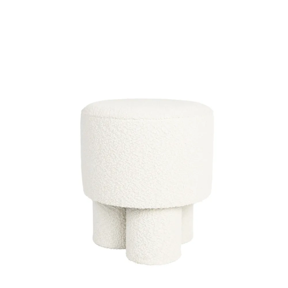 No name MARCOS Tabouret rond en tissu bouclette ø40cm