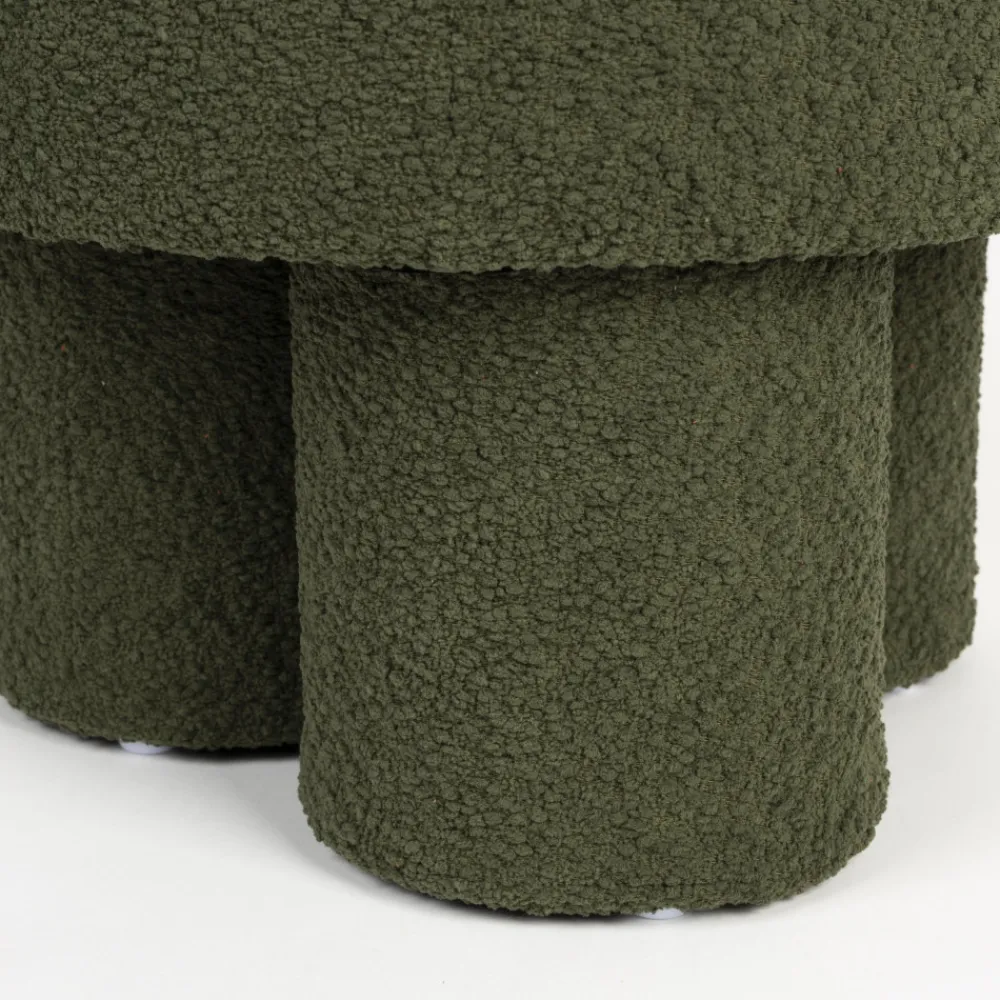 No name MARCOS Tabouret rond en tissu bouclette ø40cm