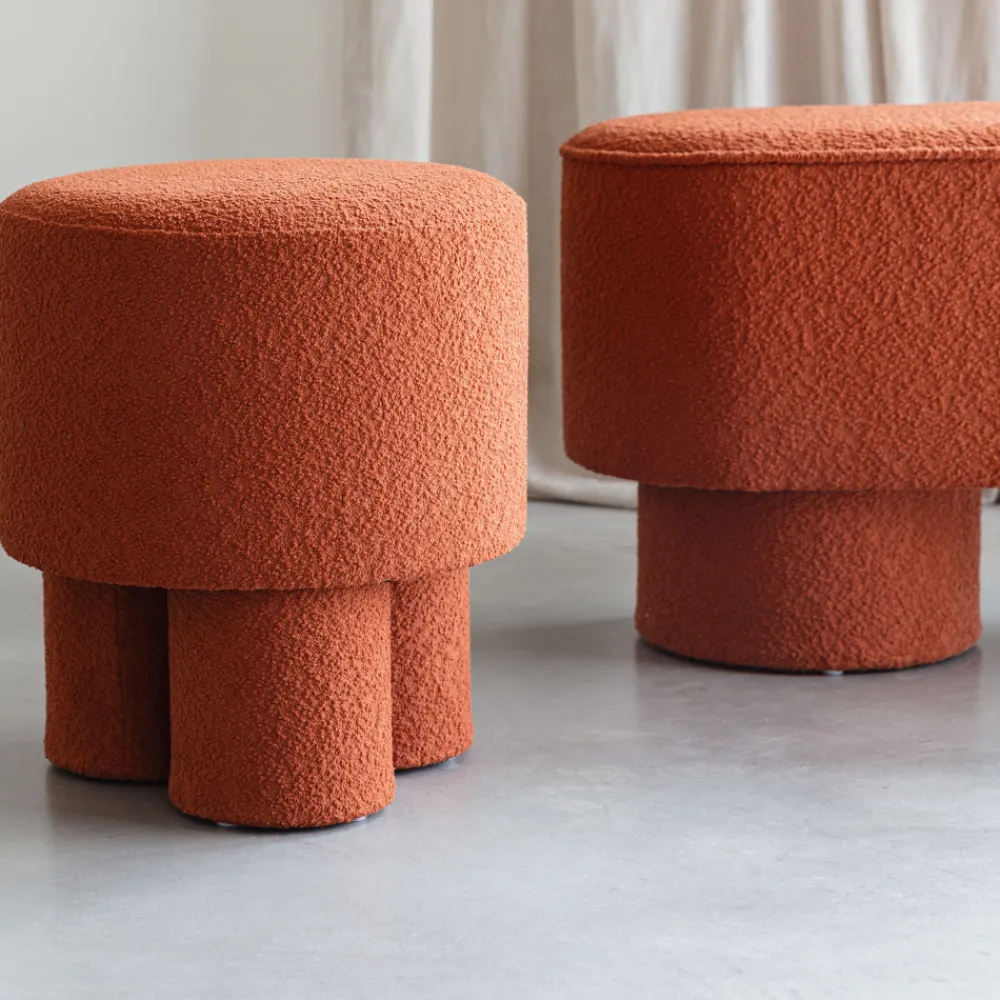 No name MARCOS Tabouret rond en tissu bouclette ø40cm
