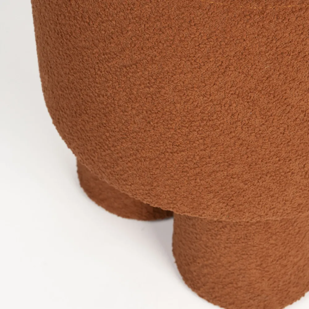 No name MARCOS Tabouret rond en tissu bouclette ø40cm
