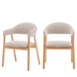 Drawer MARINA Lot de 2 fauteuils de table en tissu et bois