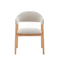 Drawer MARINA Lot de 2 fauteuils de table en tissu bouclette et bois