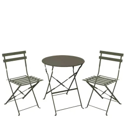Drawer MARSEILLE Ensemble table de jardin pliante ronde bistrot et 2 chaises en métal