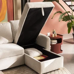 Drawer MATERA Canapé d'angle réversible convertible 3 places en tissu avec coffre