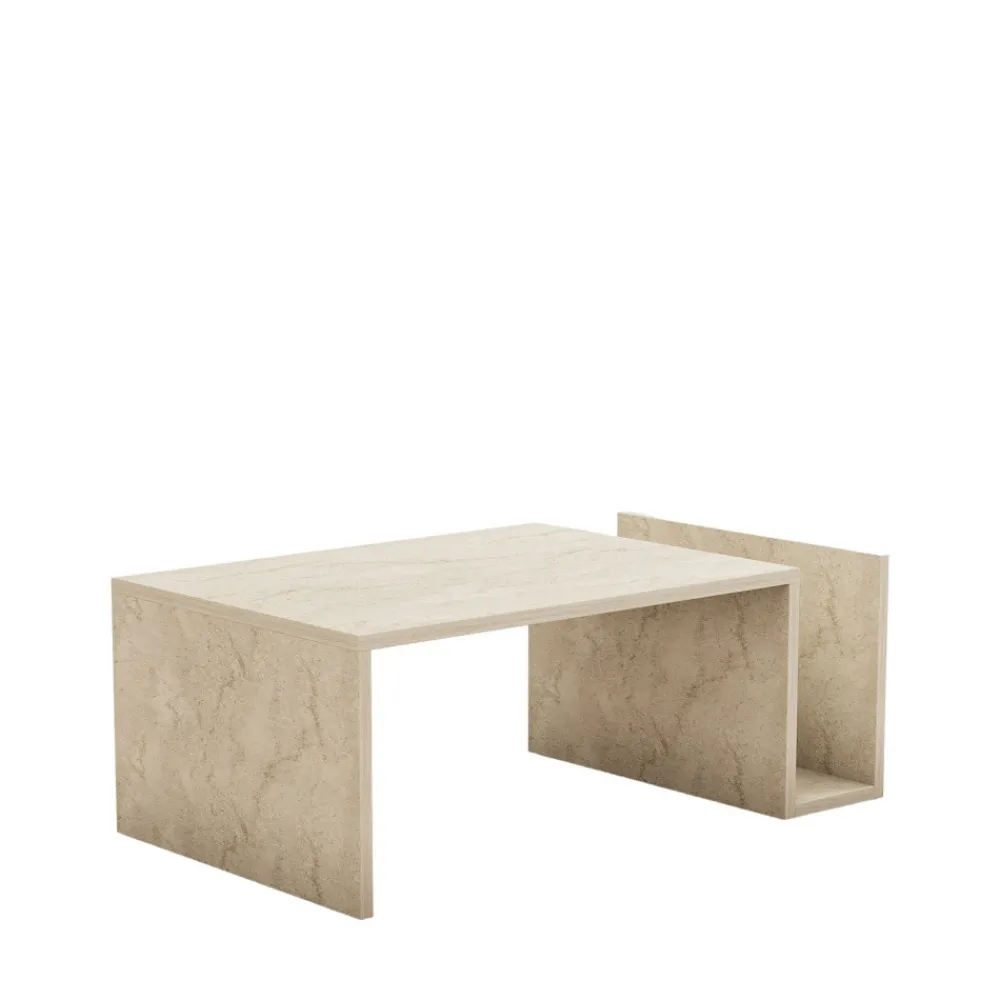Drawer MAX Table basse avec porte magazines effet travertin