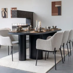 House Nordic MELILLA Lot de 2 fauteuils de table en tissu bouclette et métal