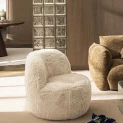 Drawer MO Fauteuil rond en fausse fourrure