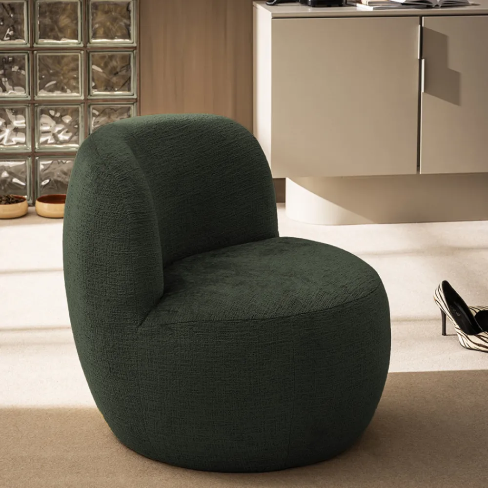 Drawer MO Fauteuil rond en tissu chenille