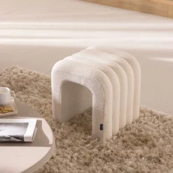 Drawer MUI Lot de 2 tabourets rembourrés en tissu bouclette