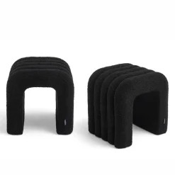 Drawer MUI Lot de 2 tabourets rembourrés en tissu bouclette