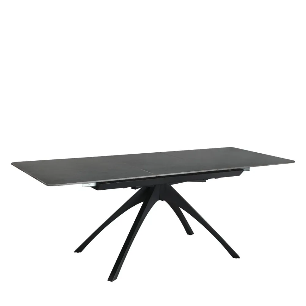 No name MYSTARA Table à manger extensible 6 à 8 personnes en céramique et métal 150-200x85cm