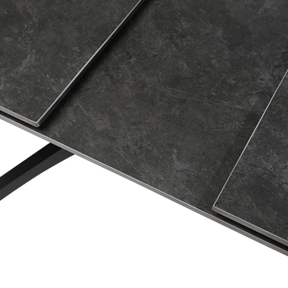 No name MYSTARA Table à manger extensible 6 à 8 personnes en céramique et métal 150-200x85cm