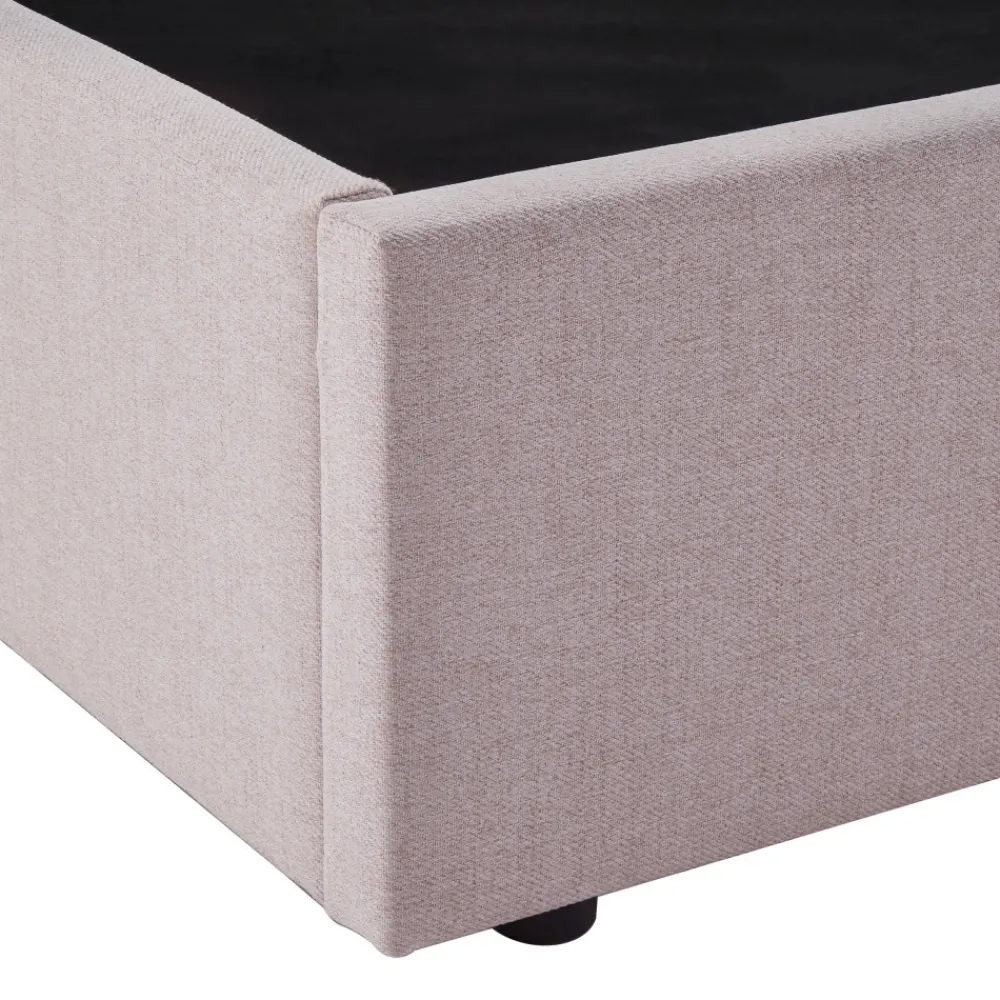 Drawer NAGOYA Lit coffre en tissu avec tête de lit ondulée 160x200cm