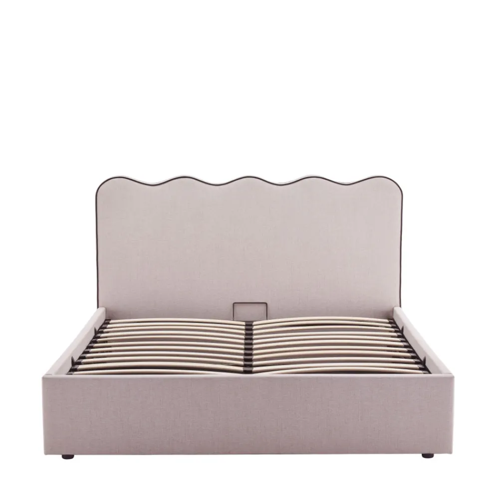 Drawer NAGOYA Lit coffre en tissu avec tête de lit ondulée 140x190cm