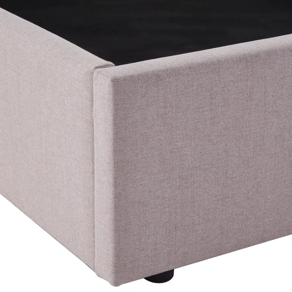 Drawer NAGOYA Lit coffre en tissu avec tête de lit ondulée 140x190cm