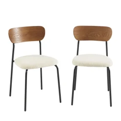 No name NALON Lot de 2 chaises en tissu bouclette et métal