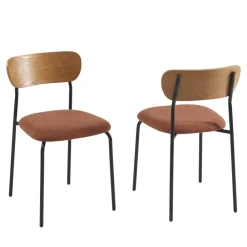 No name NALON Lot de 2 chaises en tissu bouclette et métal