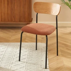 No name NALON Lot de 2 chaises en tissu bouclette et métal