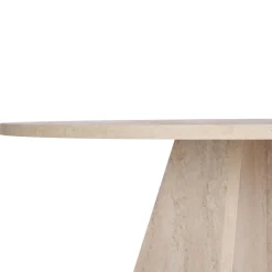 Drawer NARO Table à manger 4 personnes ronde effet travertin