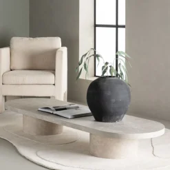 Venture Home NARVIK Table basse ovale effet marbre 190x60cm