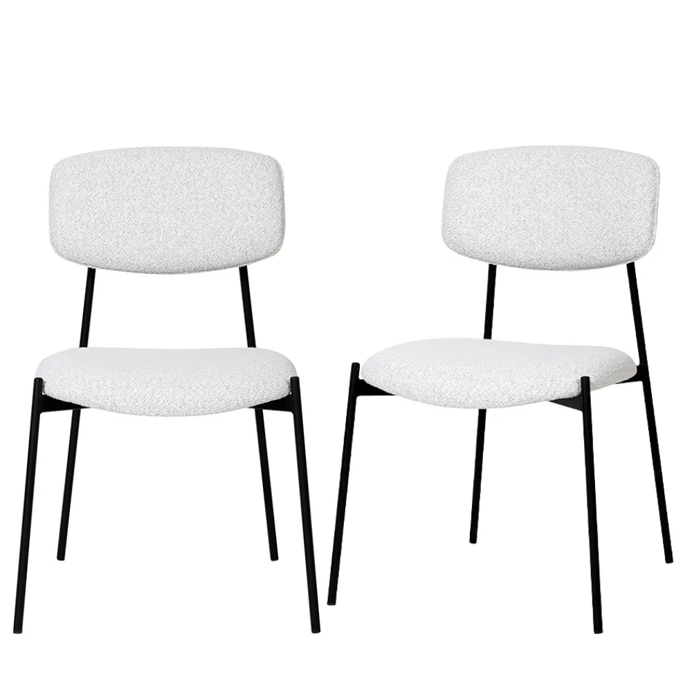 Drawer NELLY Lot de 2 chaises en tissu bouclette et métal