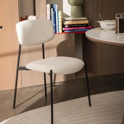 Drawer NELLY Lot de 2 chaises en tissu bouclette et métal