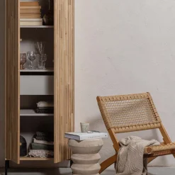 Woood NEW GRAVURE Colonne de rangement en bois 2 portes 1 tiroir H210cm