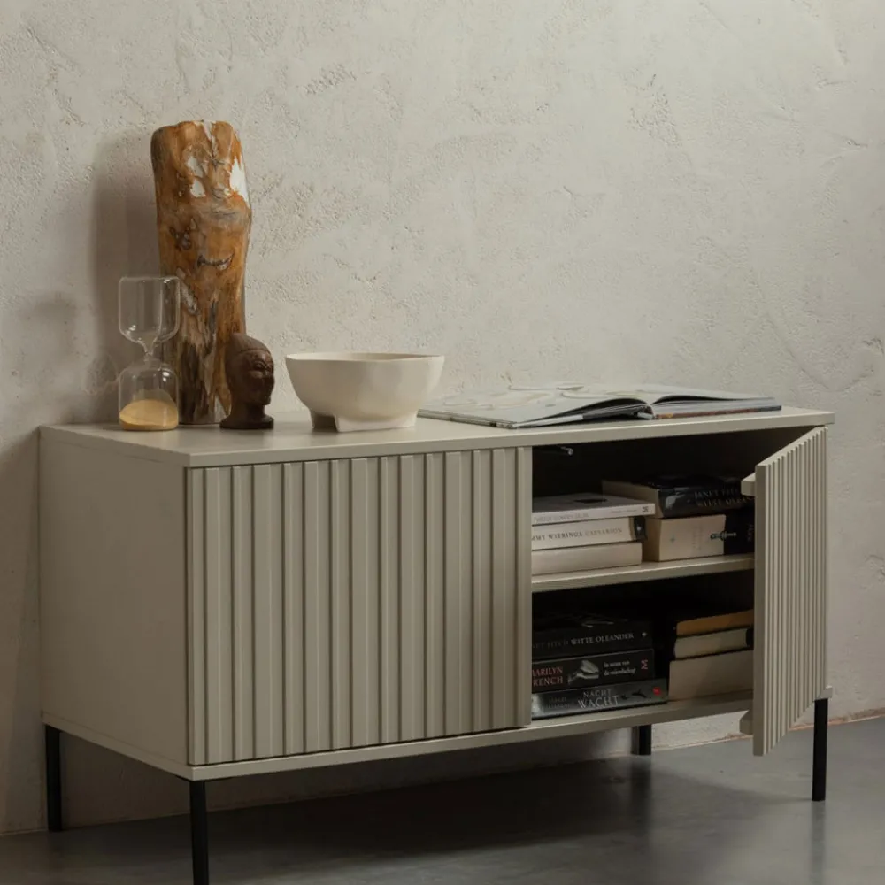Woood NEW GRAVURE Meuble TV 2 portes en bois L100cm