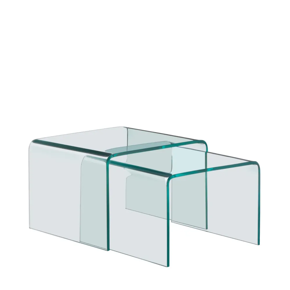 Drawer NIDO Lot de 2 tables basses gigognes en verre