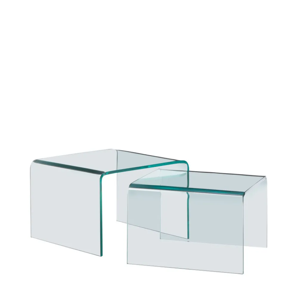 Drawer NIDO Lot de 2 tables basses gigognes en verre