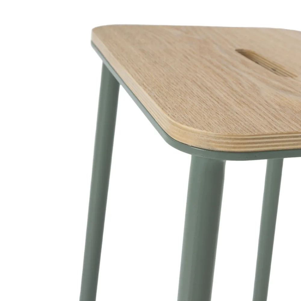 No name NOKI Lot de 2 tabourets de bar en bois et métal H65cm