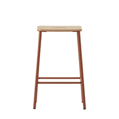 No name NOKI Lot de 2 tabourets de bar en bois et métal H65cm