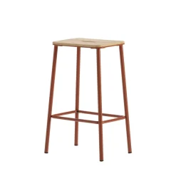 No name NOKI Lot de 2 tabourets de bar en bois et métal H65cm