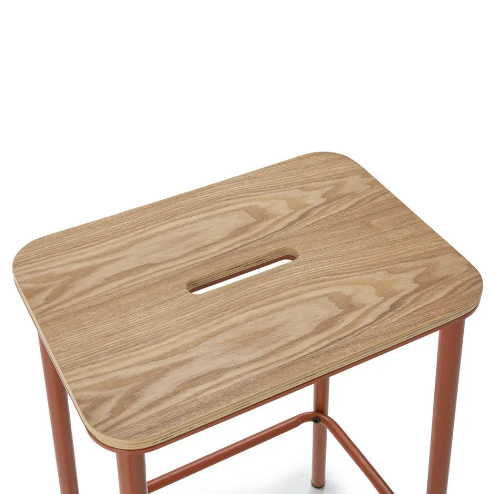 No name NOKI Lot de 2 tabourets de bar en bois et métal H65cm