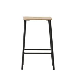No name NOKI Lot de 2 tabourets de bar en bois et métal H65cm