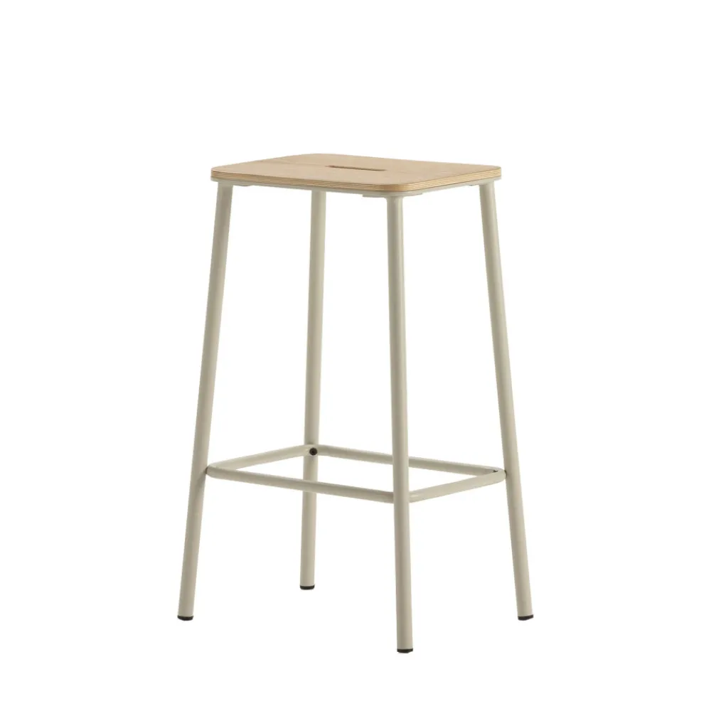 No name NOKI Lot de 2 tabourets de bar en bois et métal H65cm
