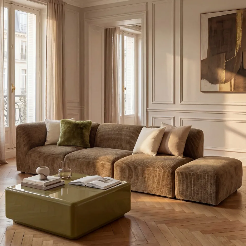 Drawer NOOR Chauffeuse pour canapé modulable en velours côtelé