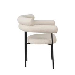 Drawer NORI Lot de 2 fauteuils de table en tissu bouclette et métal
