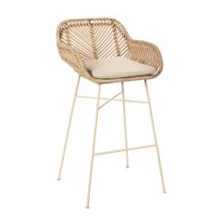 Drawer NUNUHAI Lot de 2 tabourets de bar en rotin pieds beiges H68cm