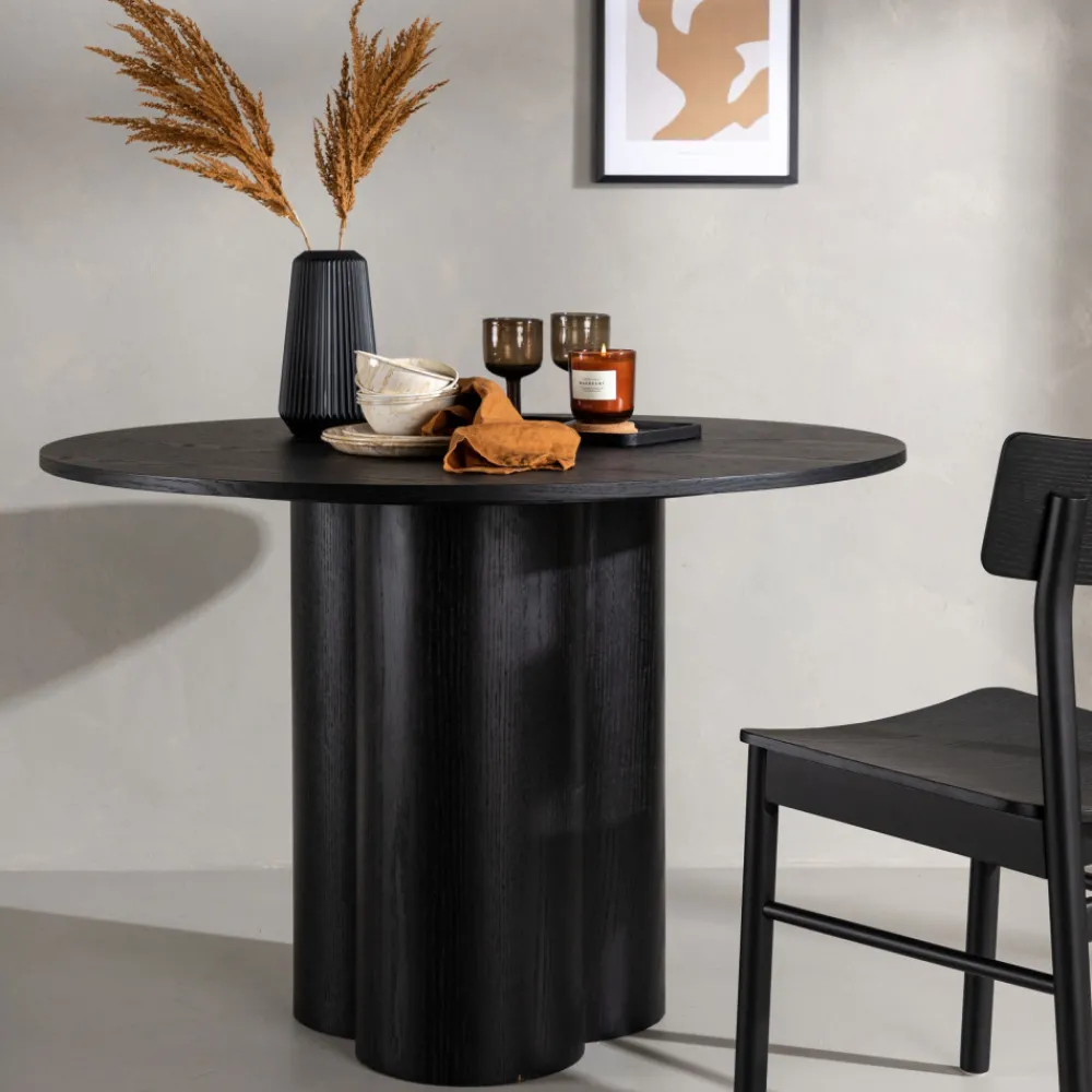 Venture Home OLIVIA Table à manger 4 personnes ronde en bois