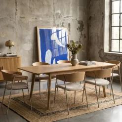 Drawer OPNA Lot de 2 fauteuils de table en tissu, bois et métal