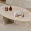 Drawer ORIS Table basse organique effet travertin 120x65cm