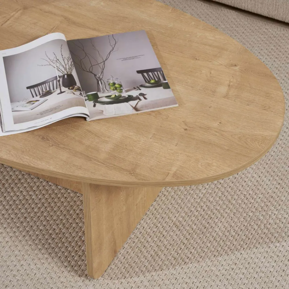 Drawer ORIS Table basse organique en bois 120x65cm