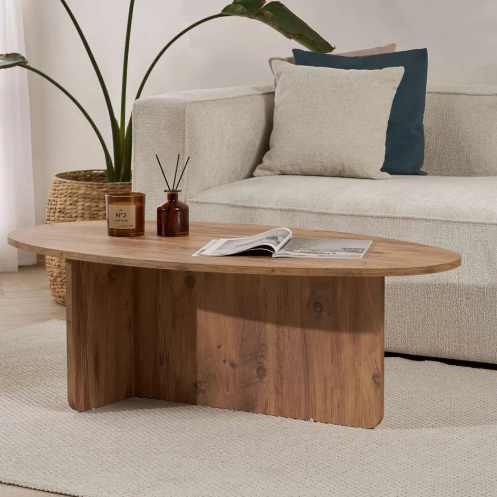 Drawer ORIS Table basse organique en bois 120x65cm