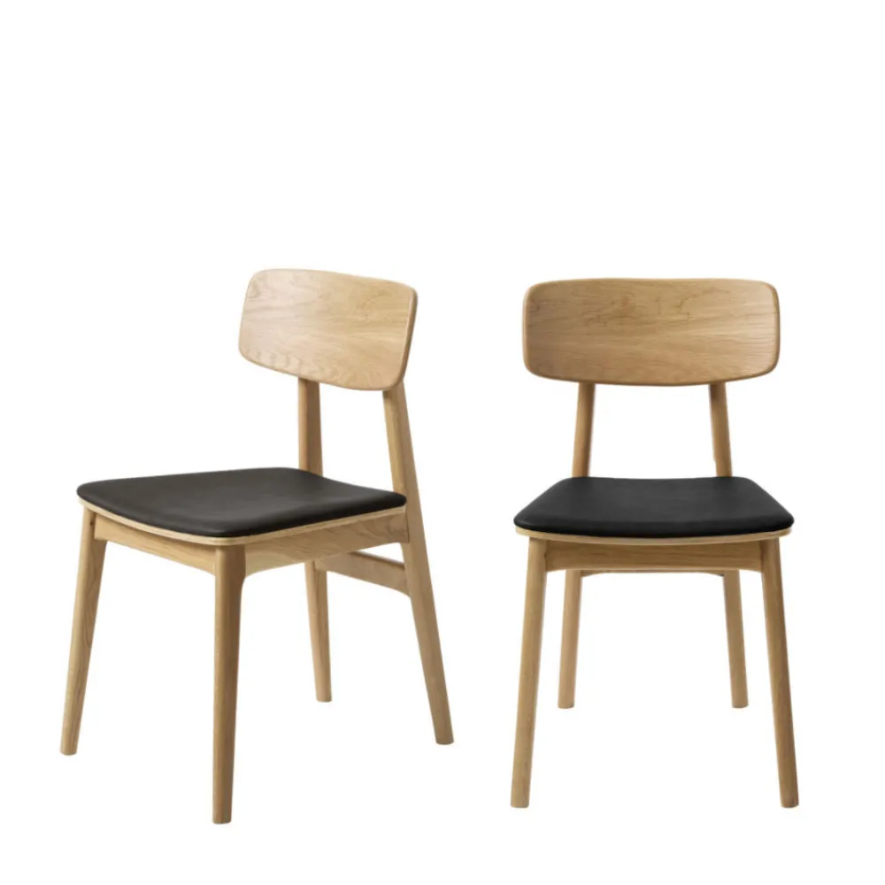 No name ORR Lot de 2 chaises en bois et simili