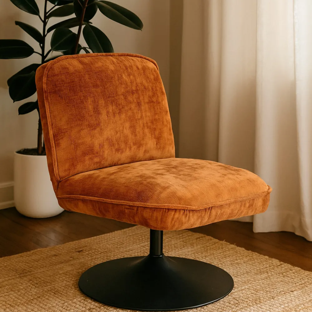 Drawer PARBO Fauteuil pivotant en velours côtelé pied tulipe