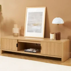 No name PAULA Meuble TV 2 portes en bois L160cm