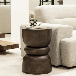 Drawer PULAU Table d'appoint en bois massif ø33,5cm