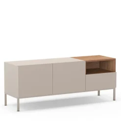 Drawer QUENOR Meuble TV 2 portes 1 tiroir en bois et métal L140cm